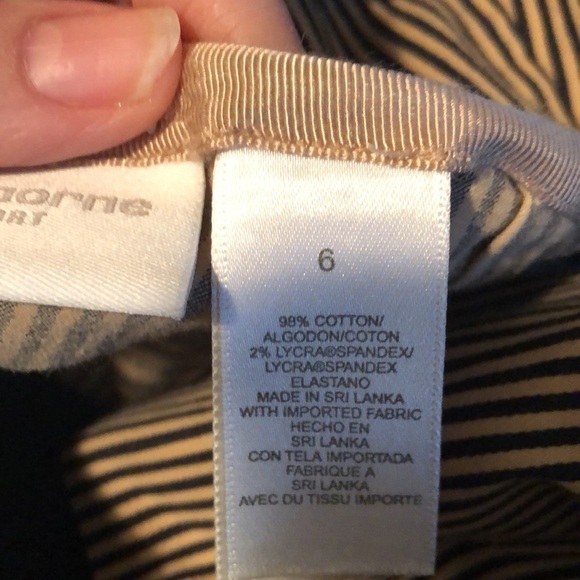 Liz Claiborne Michaela Skinny Striped Side Zip Crop Pant 6 Brown Black Stretch - Picture 6 of 6